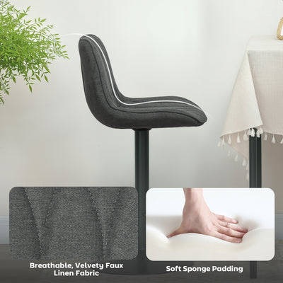 HOMCOM Set of Two Linen-Look Bar Stools - Charcoal Grey 