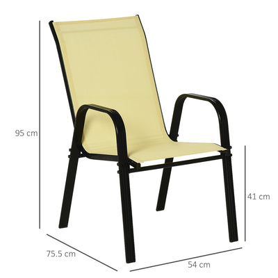 Outsunny Set of Four Stackable Mesh Seat Chairs - Beige 