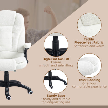 Vinsetto Boucle Six-Point Massage Office Chair - White 