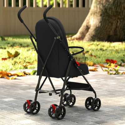 PawHut Dog Stroller, Foldable Cat Dog Pram for Miniature Breeds, Pet Stroller with Brake, Mesh Windows, Black 