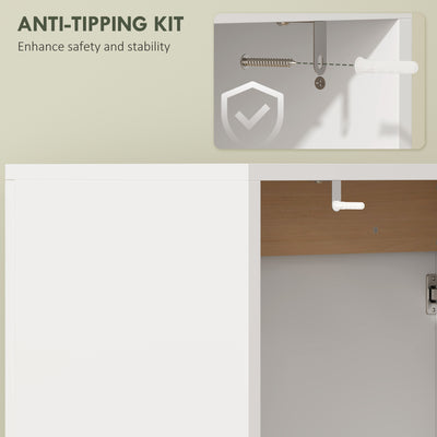 HOMCOM Under Sink Bathroom Cabinet, Bathroom Storage Cabinet with Soft-Close Doors, for Basin without Pedestal, White 