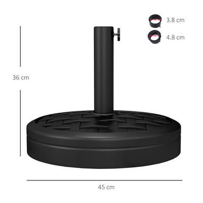 Outsunny 18kg Concrete Umbrella Parasol Base with Rattan Effect 45cm Dia Heavy Duty Parasol Stand for Outdoor Patio Umbrella 