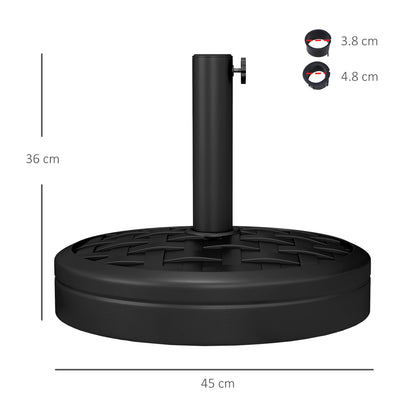 Outsunny 18kg Concrete Umbrella Parasol Base with Rattan Effect 45cm Dia Heavy Duty Parasol Stand for Outdoor Patio Umbrella