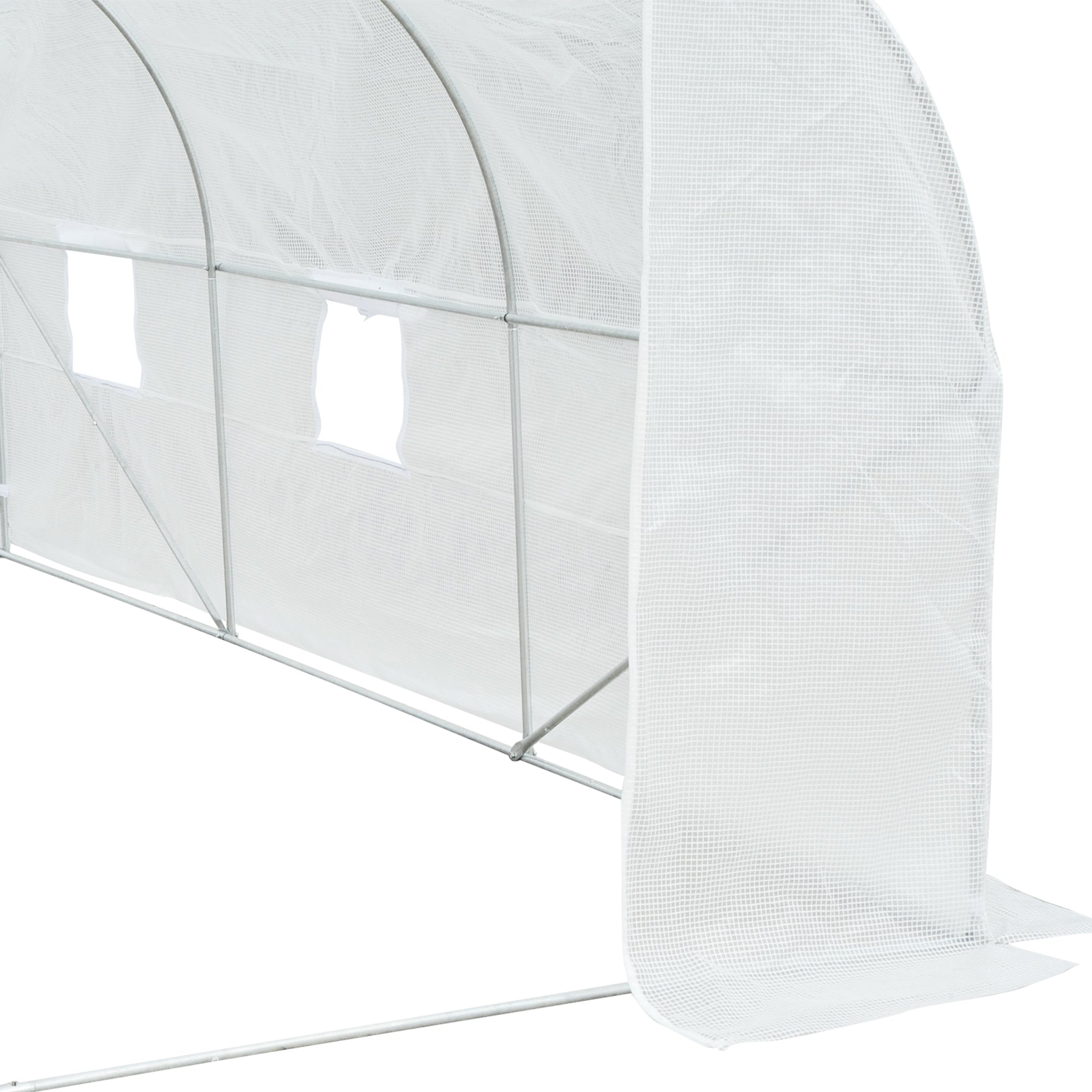 Outsunny Walk-In Polytunnel Greenhouse Warm House Garden Tunnel Shelter Plant Shed with Door and Windows, Galvanised Steel Frame, 4.5 x 3 x 2m, White 