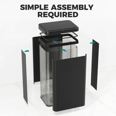HOMCOM 50L Sensor Bin with Soft-Close Lid, Stainless Steel Automatic Touchless Motion Sensor Kitchen Bin, Black