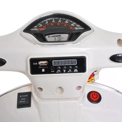 HOMCOM Kids Ride On Vespa Motorcycle W/LED Lights - White 