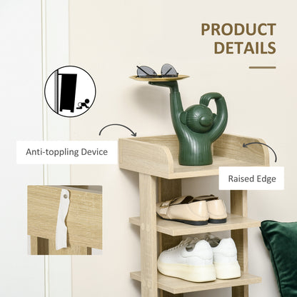 HOMCOM 7 Tier Shoe Rack Organizer Storage Shelf Wooden Display Cabinet for Entryway Living Room Bedroom Oak 