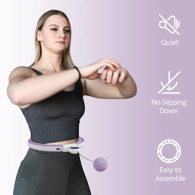 SPORTNOW Smart Weighted Hula Hoop, Massage Hula Ring w/ 16 Detachable Knots, 360° Auto-Rotating Ball, Digital Counter, Purple 