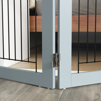PawHut Foldable Pet Gate, with Three Panels & Two Support Feet - Grey 
