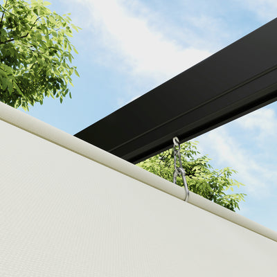 Outsunny 2 x 3(m) Lean To Steel Pergola, with Moving Fabric Canopy - Khaki 
