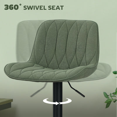 HOMCOM Set of Two Linen-Look Bar Stools - Green 