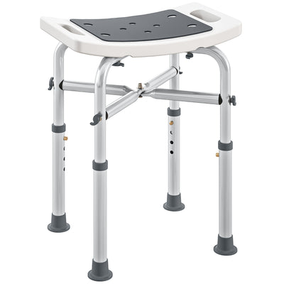HOMCOM 44-51.5cm Aluminium Frame Shower/Bath Stool - Grey 