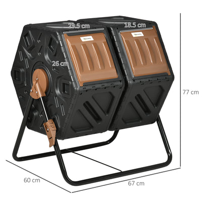 Outsunny 130L Double Chamber Composter - Black 