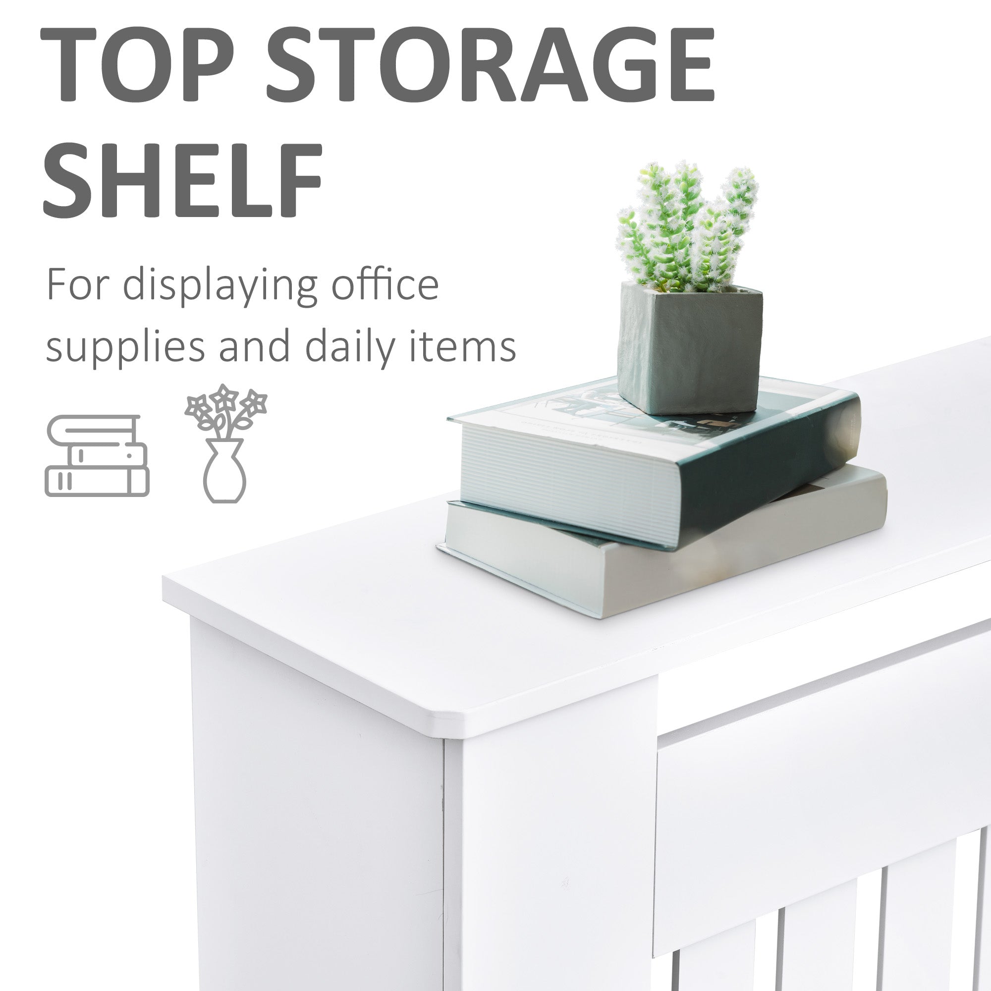 HOMCOM Slatted Radiator Cover Painted Cabinet MDF Lined Grill in White (152L x 19W x 81H cm) 
