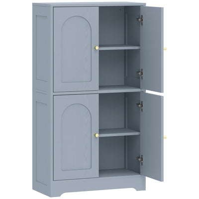 HOMCOM 4-Door Kitchen Storage Cabinet with Adjustable Shelves - Grey 