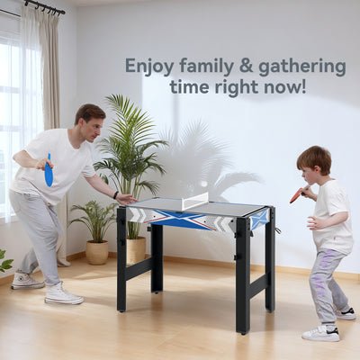 SPORTNOW 5 in 1 Multi Games Table Combo Sports Game Table for Kids, Mini Pool Table, Table Tennis Table, Hockey Table, Basketball Arcade Game, Bow and Arrow, Blue 