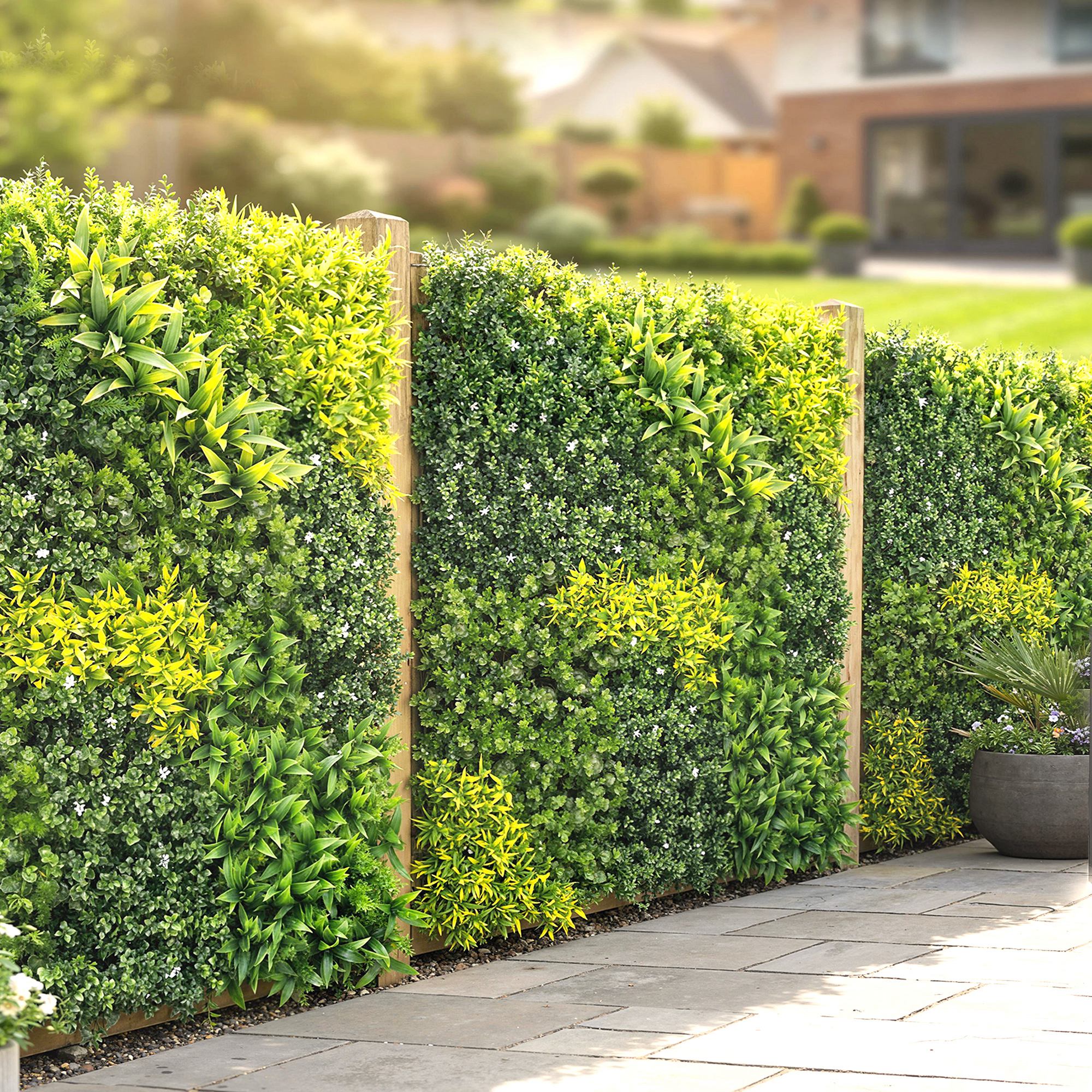Outsunny Artificial Plant Wall Panel, 100x100 cm Artificial Grass Backdrop Wall, Green 