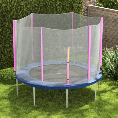SPORTNOW 8ft Trampoline Net Replacement with 6 Plastic Pole Covers, Weather-Resistant Trampoline Netting Replacement with Zipped Entrance, Poles Not Included, Pink 