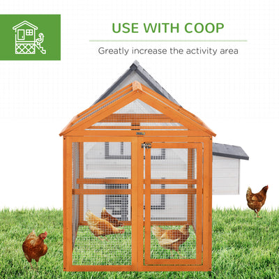 PawHut Large Chicken Run, Wooden Chicken coop, with Combinable Design - Wood Effect 