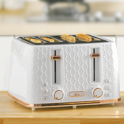 HOMCOM Four-Slice Honeycomb Toaster - White 