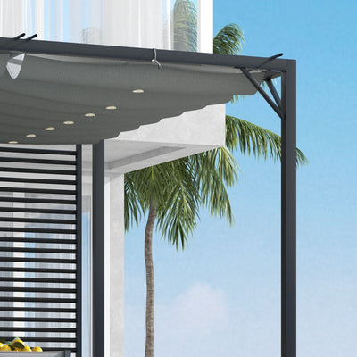 Outsunny 3 x 2.8m Metal Pergola, with Retractable Fabric Roof - Grey 