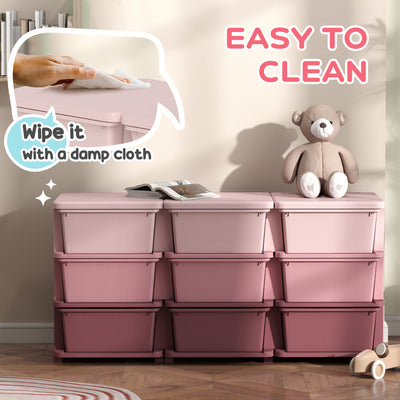 HOMCOM Kids Storage Unit, with Nine Drawers - Pink 