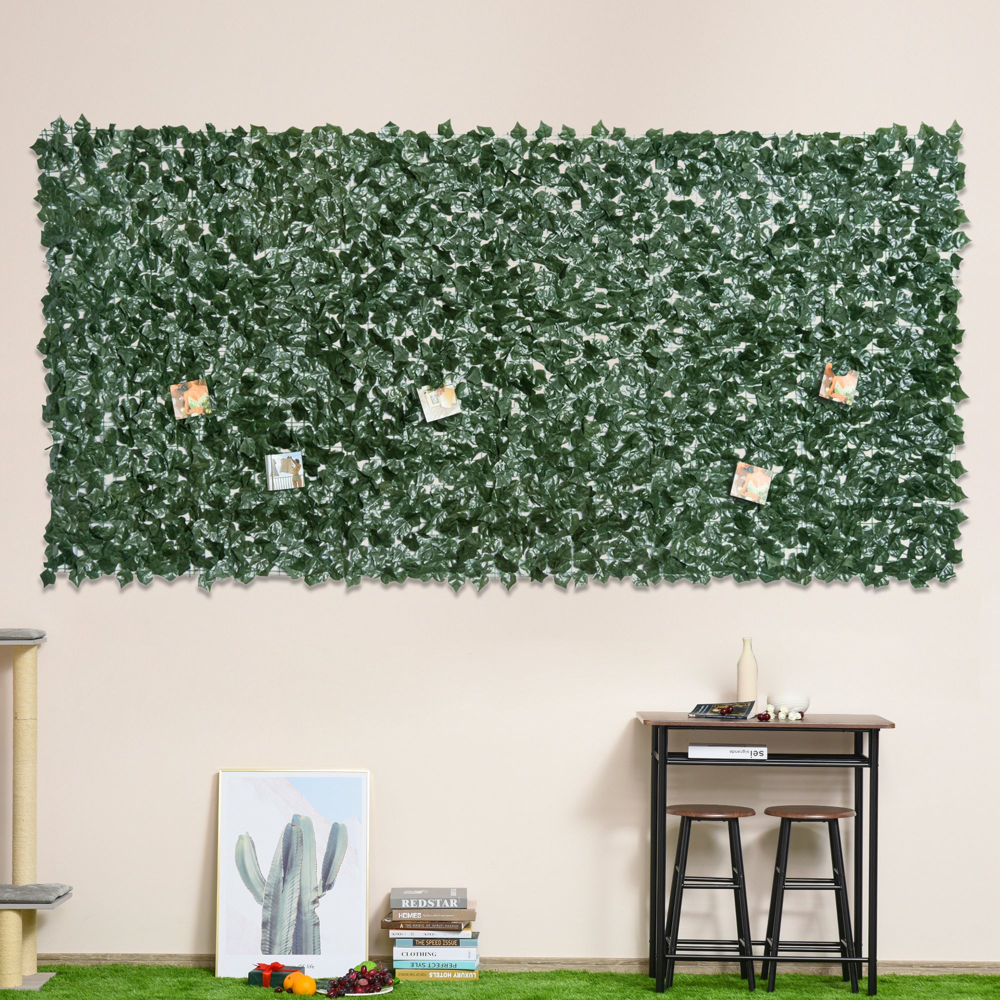 Outsunny 1-Piece Artificial Leaf Hedge Screen Privacy Fence Panel for Garden Outdoor Indoor Decor, Dark Green, 3M x 1.5M 