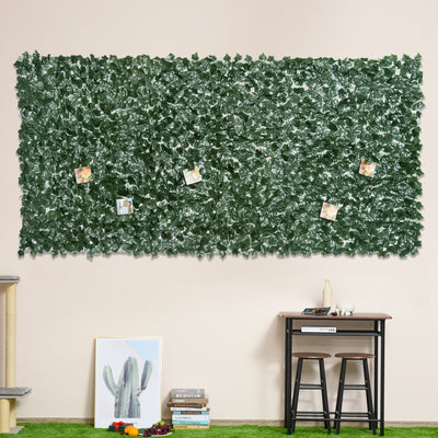 Outsunny 1-Piece Artificial Leaf Hedge Screen Privacy Fence Panel for Garden Outdoor Indoor Decor, Dark Green, 3M x 1.5M 