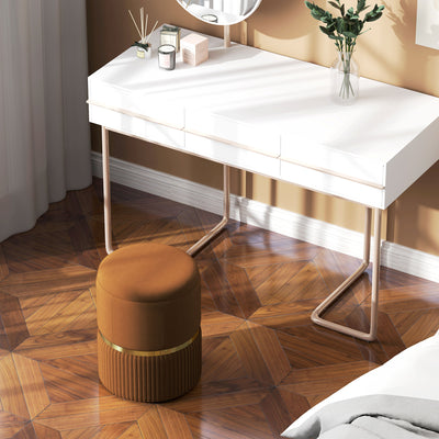 HOMCOM Velvet-Feel Storage Ottoman - Brown 