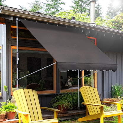 Outsunny Balcony 2 x 1.5m Manual Adjustable Awning DIY Patio Clamp Awning Canopy Retractable Shade Shelter Easy to Move for Balcony, Grey 