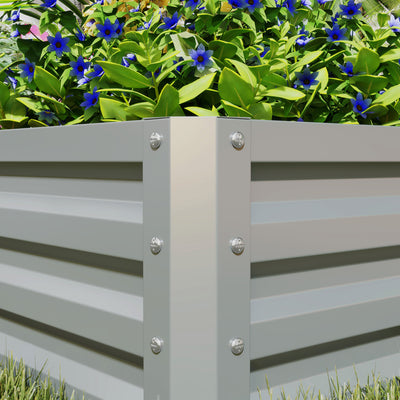 Outsunny Set of Two 60 x 60cm Steel Planter Boxes - Light Grey 