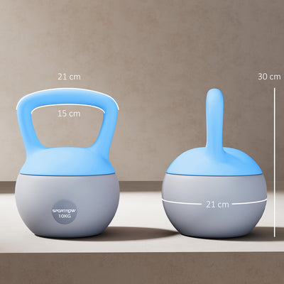 SPORTNOW 10KG Soft Kettlebell, Kettlebell with Non-Slip Handle for Home Gym, Weight Lifting, Strength Training, Light Blue/Grey 