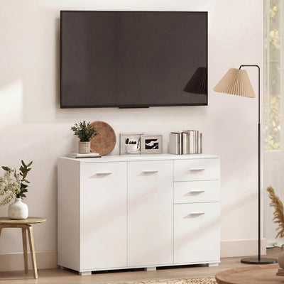 HOMCOM Sideboard, Modern Storage Cabinet with 2 Drawers, 3 Doors and Adjustable Shelves, White 