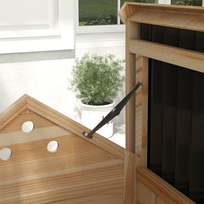 PawHut Wooden Duck House with Double Doors, Openable Roof, Ventilation Holes, Removable Base, Natural Wood Finish 