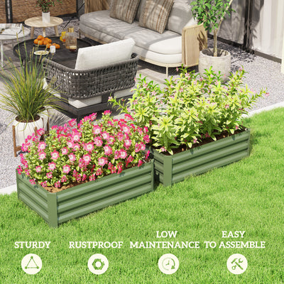 Outsunny Set of Two 60 x 100cm Galvanised Steel Planters, Green 