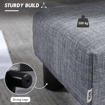 HOMCOM Linen Fabric Footstool Ottoman Cube with 4 Plastic Legs, Grey 