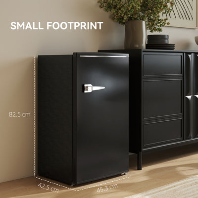 HOMCOM Under Counter Fridge, 85L Small Retro Refrigerator with Chiller Box, Adjustable Thermostat, Glass Shelves, Black 