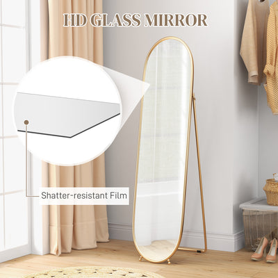 HOMCOM Two-Way Curved Full Length Mirror - Gold Tone 