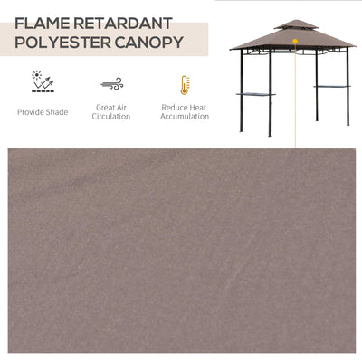 Outsunny 2.5M (8ft) New Double-Tier BBQ Gazebo Grill Canopy Barbecue Tent Shelter Patio Deck Cover - Coffee 