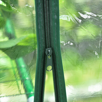 Outsunny Walk in Greenhouse with 3-Tier 8 Shelves, Green House with Hemmed Cover, Roll-up Zipped Door, Steel Frame, 143 x 143 x 195cm 