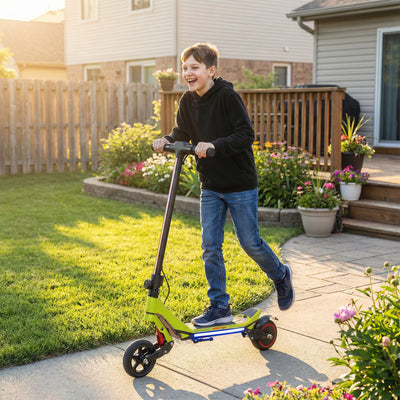 SPORTNOW Electric Scooter for Kids, Foldable E Scooter for Age Age 6+ with LED Display, RGB lights, Up to 16km/h, Green 