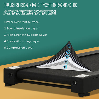 HOMCOM 600W Foldable Steel Motorised Treadmill Running Machine w/ LCD Monitor Black 