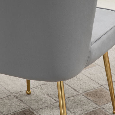 HOMCOM Velvet-Feel Shell Accent Chair - Grey 