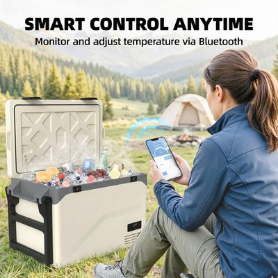 Outsunny 42.5L Compressor Car Fridge Freezer, Camping Refrigerator with App Control, 20℃-20℃ 