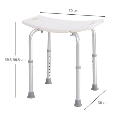 HOMCOM Height Adjustable Bath Stool, Aluminium Shower Stool with Non-Slip Pads for Elderly, Disabled, Seniors, Pregnant, White 