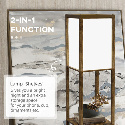 HOMCOM Modern Shelf Floor Lamp with Dual Ambient Light, Standing Lamp Living Room, Bedroom, 156cm, Brown 