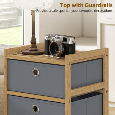 HOMCOM Chest of Drawers, 3 Fabric Drawers Narrow Dresser with Bamboo Frame, Light Grey 