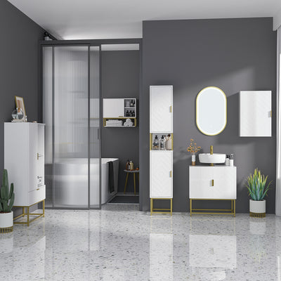 kleankin Bathroom Wall Cabinet, Over Toilet Storage Cupboard with Adjustable Shelves for Hallway, Living Room, White 