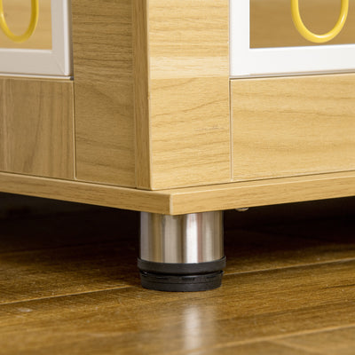 PawHut Dog Crate Furniture, Dog Cage End Table. with Soft Cushion, Double Door - Oak Tone 