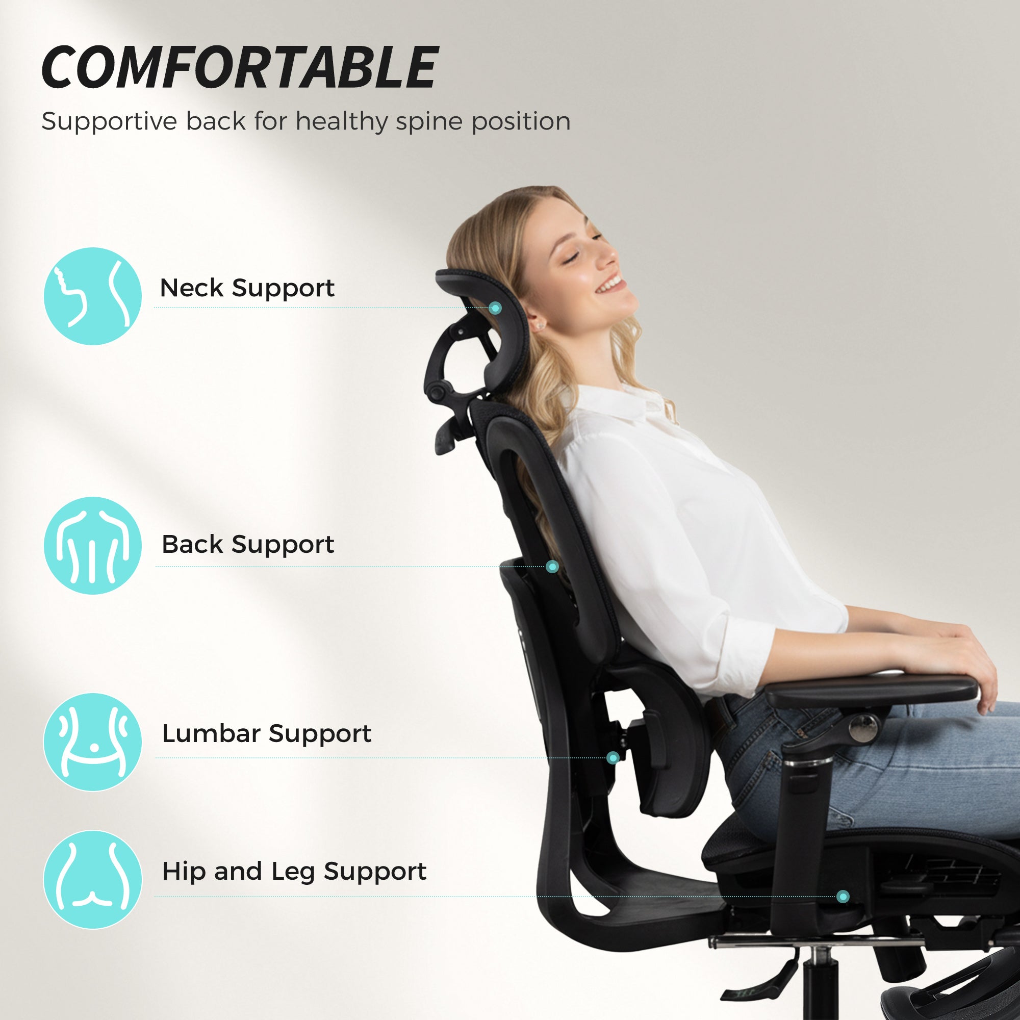 HOMCOM Ergonomic Office Chair, High Back Mesh Desk Chair, Black 